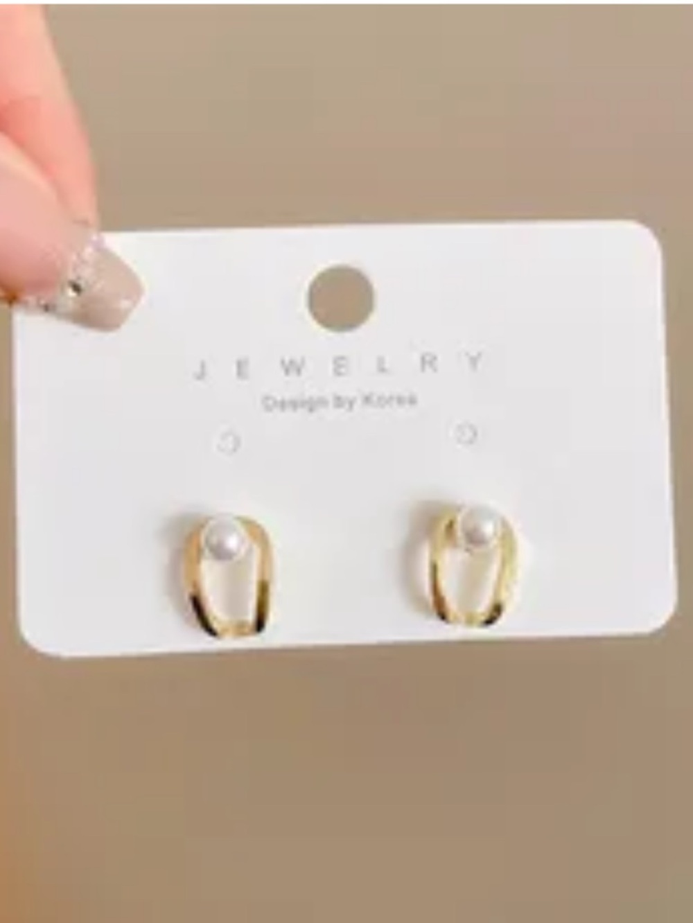 Gold Pearl Accent Hoop Stud Earrings -